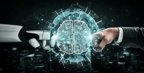 Future artificial intelligence robot and cyborg. 3D illustration. 스톡 일러스트