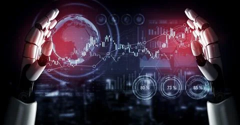 Future artificial intelligence robot and cyborg. 3D illustration. Stock Illustration