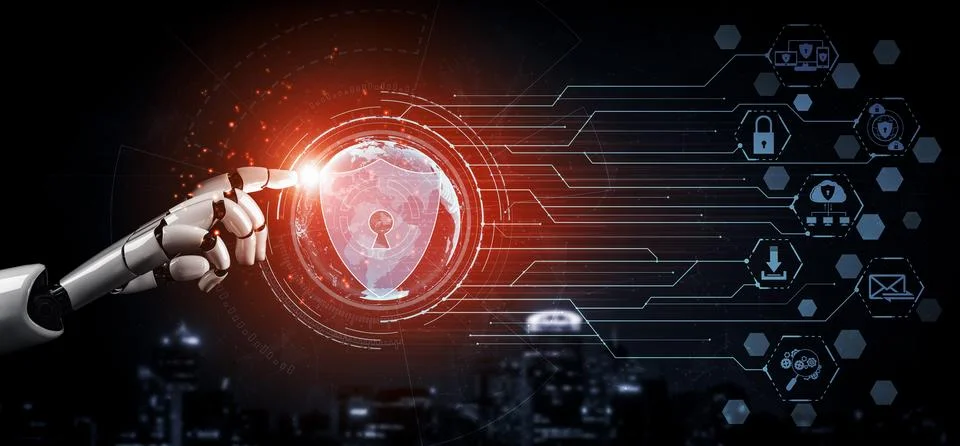 Future artificial intelligence robot and cyborg. 3D illustration. Stock Illustration