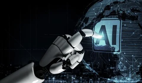 Future artificial intelligence robot and cyborg. 3D illustration. 스톡 일러스트