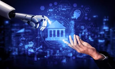 Future artificial intelligence robot and cyborg. 3D illustration. Stock Illustration