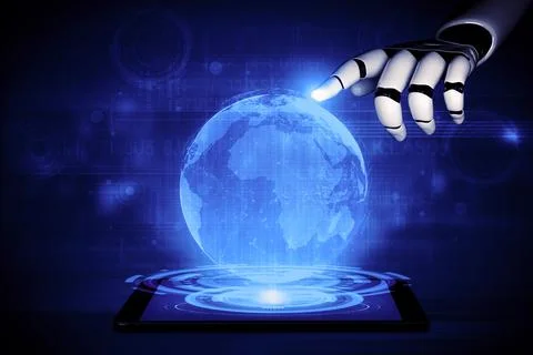 Future artificial intelligence robot and cyborg. 3D illustration. Stock Illustration