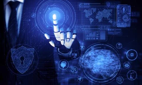 Future artificial intelligence robot and cyborg. 3D illustration. Stock-Illustration