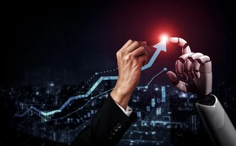 Future artificial intelligence robot and cyborg. 3D illustration. Stock Illustration