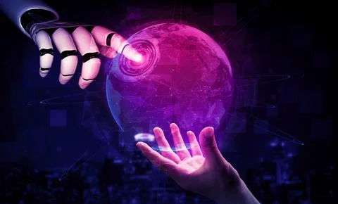 Future artificial intelligence robot and cyborg. 3D illustration. Stock Illustration