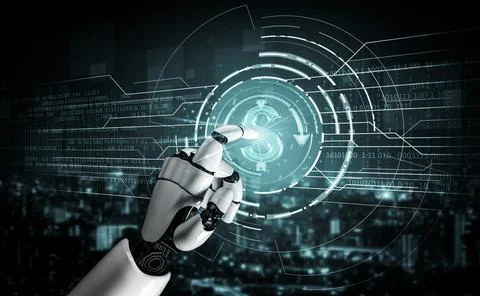 Future artificial intelligence robot and cyborg. 3D illustration. Stock Illustration