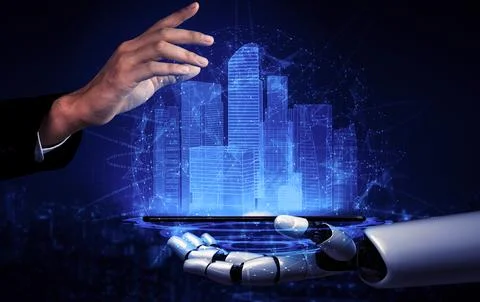 Future artificial intelligence robot and cyborg. 3D illustration. Stock Illustration