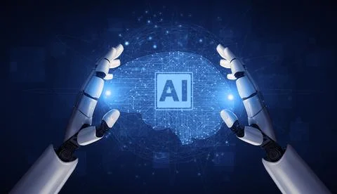 Future artificial intelligence robot and cyborg. 3D illustration. Stock Illustration