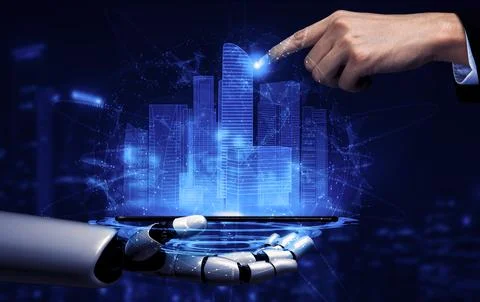 Future artificial intelligence robot and cyborg. 3D illustration. 스톡 일러스트