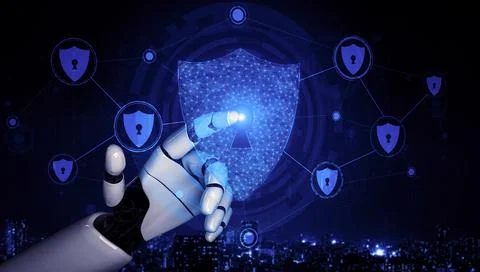 Future artificial intelligence robot and cyborg. 3D illustration. Stock-Illustration