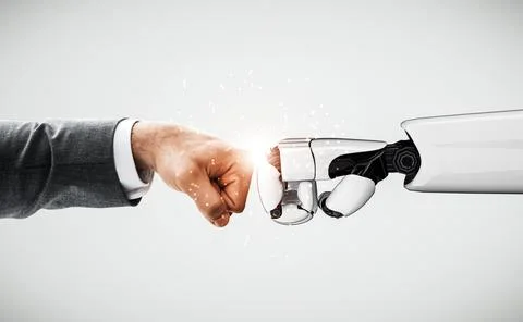 Future artificial intelligence robot and cyborg. 3D illustration. イラスト素材