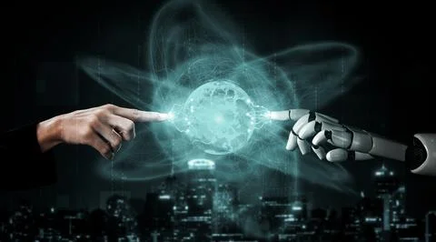 Future artificial intelligence robot and cyborg. 3D illustration. 스톡 일러스트