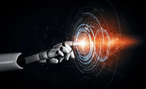 Future artificial intelligence robot and cyborg. 3D illustration. 스톡 일러스트