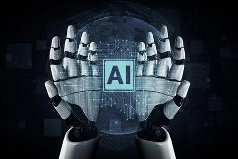 Future artificial intelligence robot and cyborg. 3D illustration. Stock Illustration