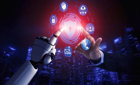 Future artificial intelligence robot and cyborg. 3D illustration. Stock Illustration