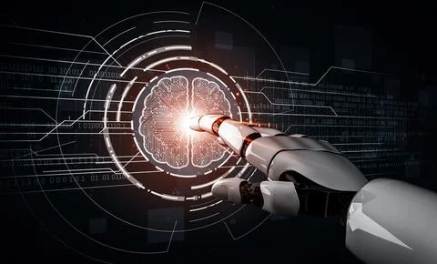 Future artificial intelligence robot and cyborg. 3D illustration. 스톡 일러스트