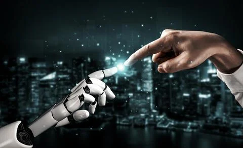 Future artificial intelligence robot and cyborg. 3D illustration. Stock Illustration