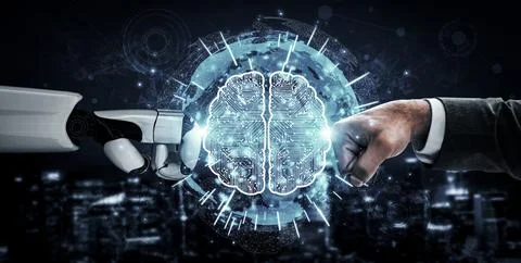 Future artificial intelligence robot and cyborg. 3D illustration. 스톡 일러스트