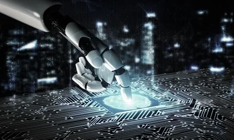 Future artificial intelligence robot and cyborg. 3D illustration. 스톡 일러스트