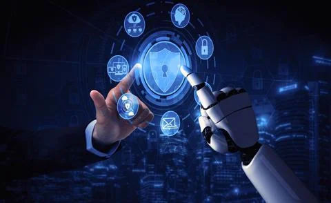 Future artificial intelligence robot and cyborg. 3D illustration. Stock-Illustration