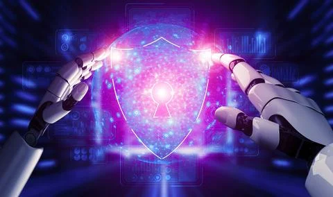 Future artificial intelligence robot and cyborg. 3D illustration. Stock-Illustration