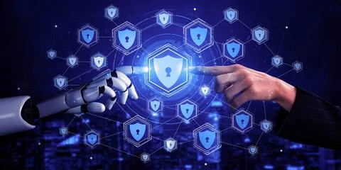 Future artificial intelligence robot and cyborg. 3D illustration. Stock Illustration