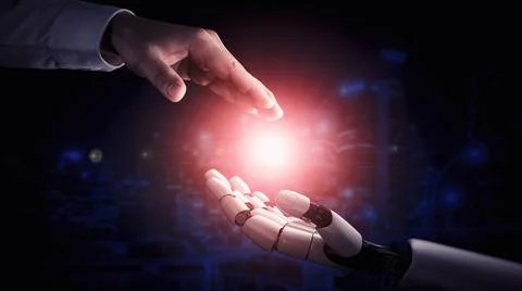 Future artificial intelligence robot and cyborg. 3D illustration. 스톡 일러스트