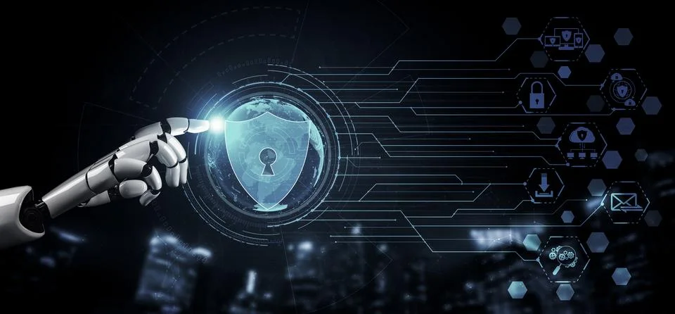 Future artificial intelligence robot and cyborg. 3D illustration. Stock Illustration