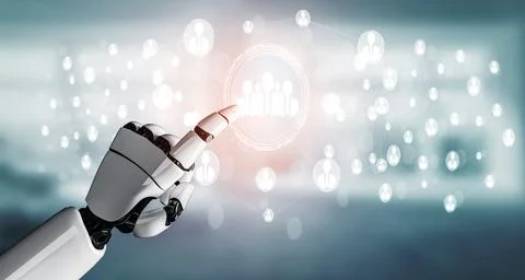 Future artificial intelligence robot and cyborg. 3D illustration. Stock Illustration