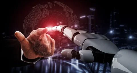 Future artificial intelligence robot and cyborg. 3D illustration. Stock Illustration