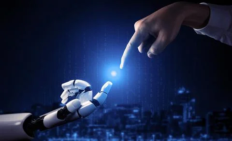 Future artificial intelligence robot and cyborg. 3D illustration. Stock Illustration