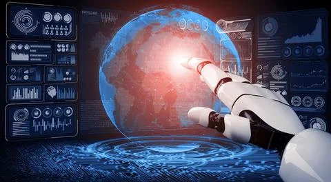Future artificial intelligence robot and cyborg. 3D illustration. 스톡 일러스트