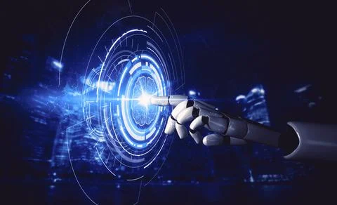 Future artificial intelligence robot and cyborg. 3D illustration. Stock Illustration