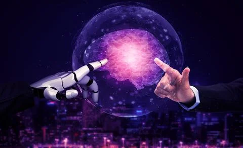 Future artificial intelligence robot and cyborg. 3D illustration. Stock Illustration