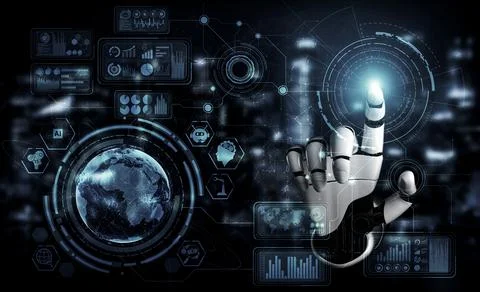 Future artificial intelligence robot and cyborg. 3D illustration. 스톡 일러스트