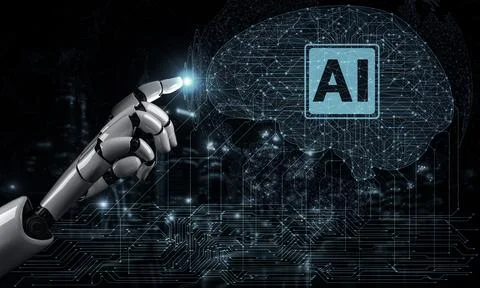 Future artificial intelligence robot and cyborg. 3D illustration. 스톡 일러스트