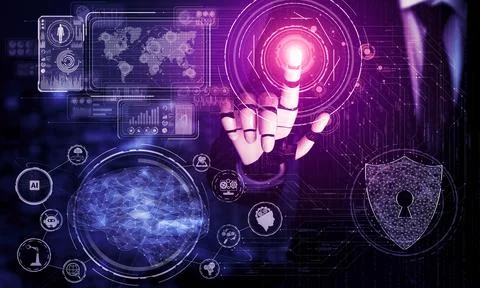 Future artificial intelligence robot and cyborg. 3D illustration. Stock-Illustration