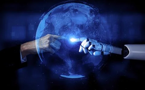 Future artificial intelligence robot and cyborg. 3D illustration. 스톡 일러스트