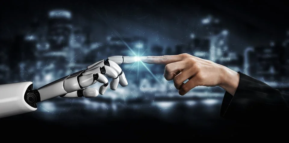 Future artificial intelligence robot and cyborg. 3D illustration. Stock Illustration