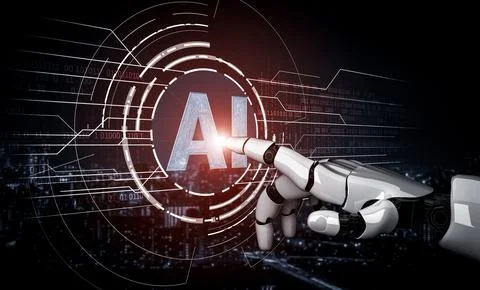 Future artificial intelligence robot and cyborg. 3D illustration. 스톡 일러스트