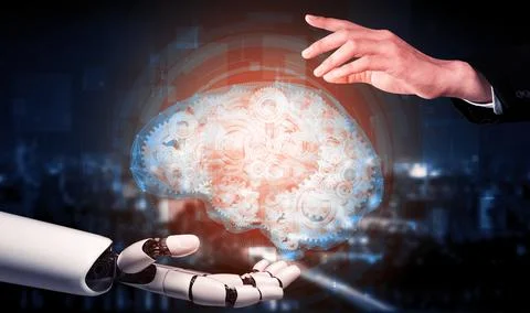 Future artificial intelligence robot and cyborg. 3D illustration. Stock Illustration