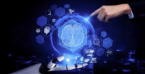 Future artificial intelligence robot and cyborg. 3D illustration. 스톡 일러스트