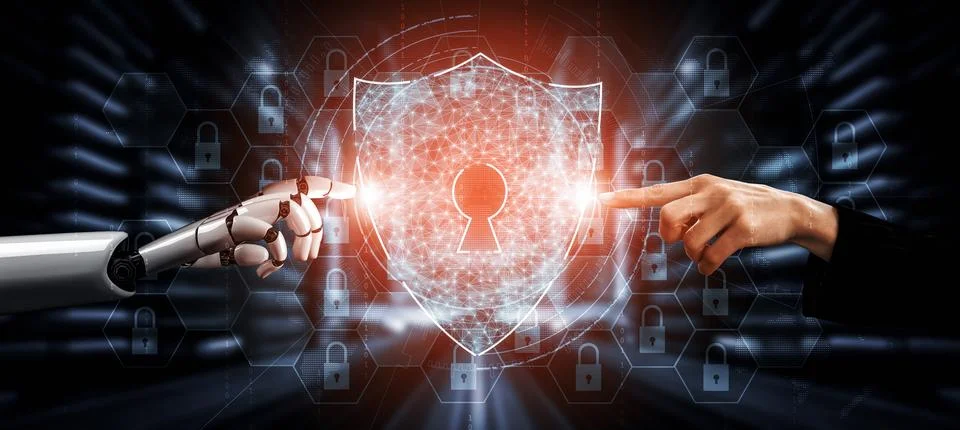 Future artificial intelligence robot and cyborg. 3D illustration. Stock-Illustration