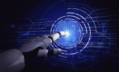 Future artificial intelligence robot and cyborg. 3D illustration. Stock Illustration