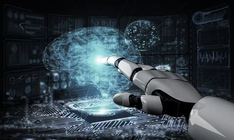 Future artificial intelligence robot and cyborg. 3D illustration. 스톡 일러스트