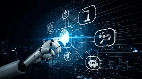 Future artificial intelligence robot and cyborg. 写真素材