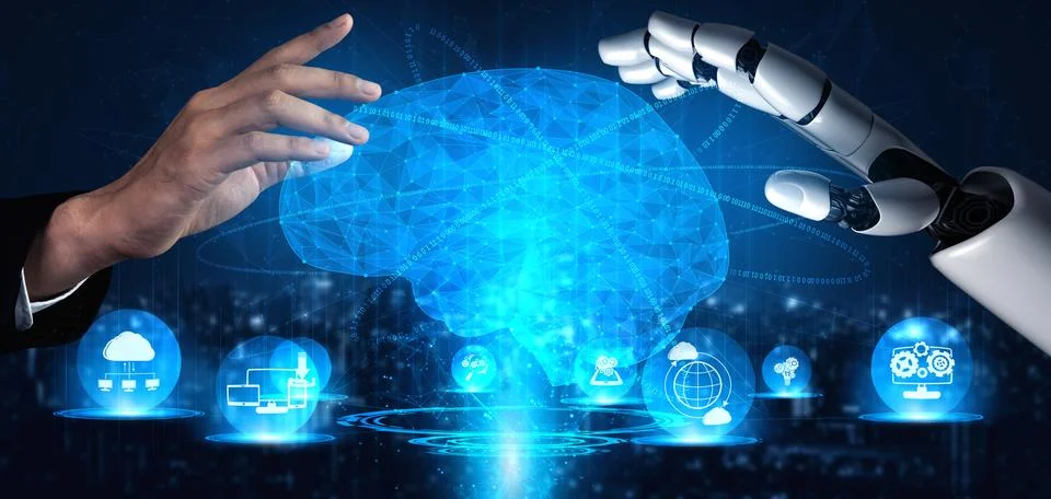 Future artificial intelligence robot and cyborg. 스톡 사진