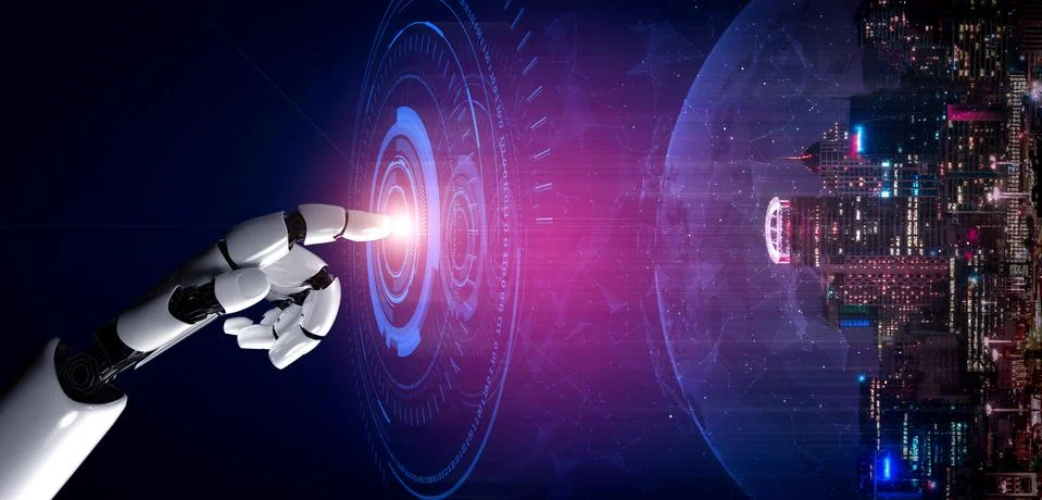 Future artificial intelligence robot and cyborg. Stock Photos
