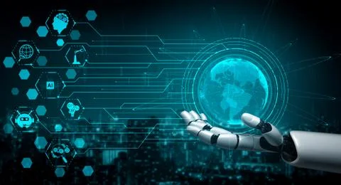 Future artificial intelligence robot and cyborg. Foto stock