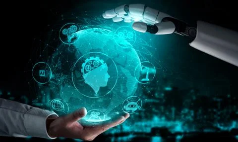 Future artificial intelligence robot and cyborg. 스톡 사진